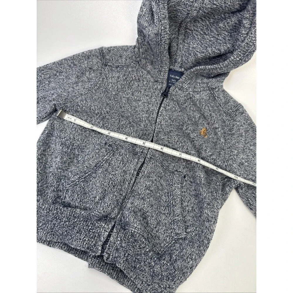 Baby Gap 6-12 Month Zip Blue Hoodie Sweatshirt Bear Logo Pockets 100% Cotton